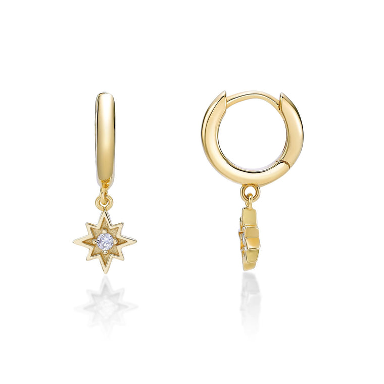 Small Star Dangle Huggie Earrings