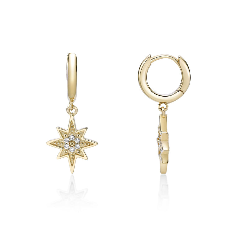 Large Star Dangle Huggie Earrings