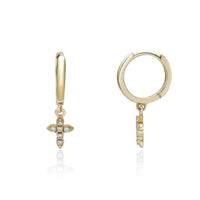 Dangle Cross Huggie Earrings