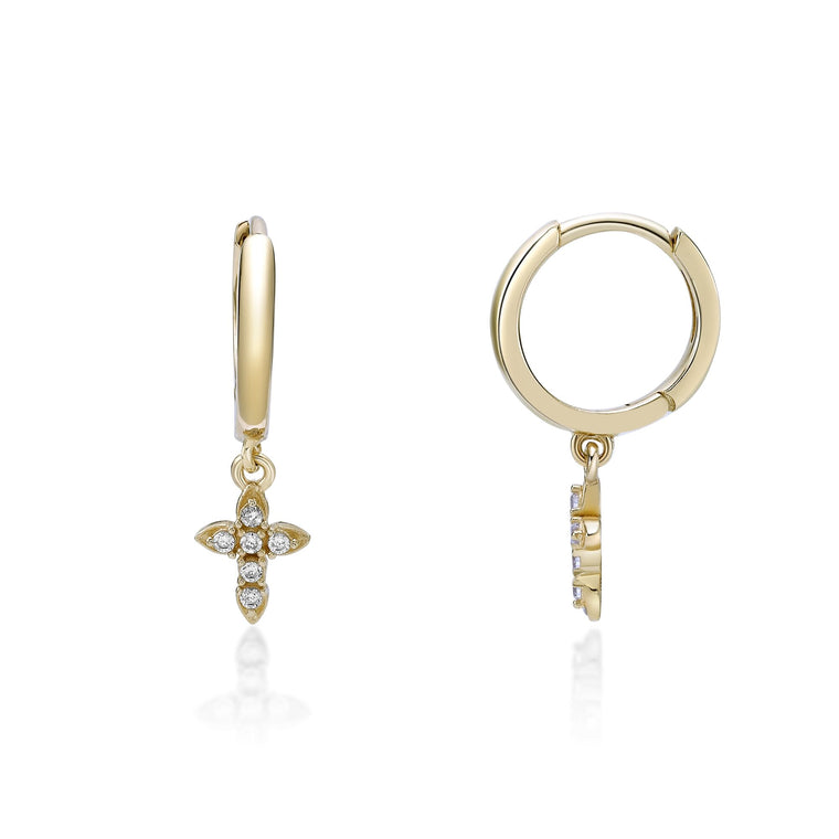 Dangle Cross Huggie Earrings