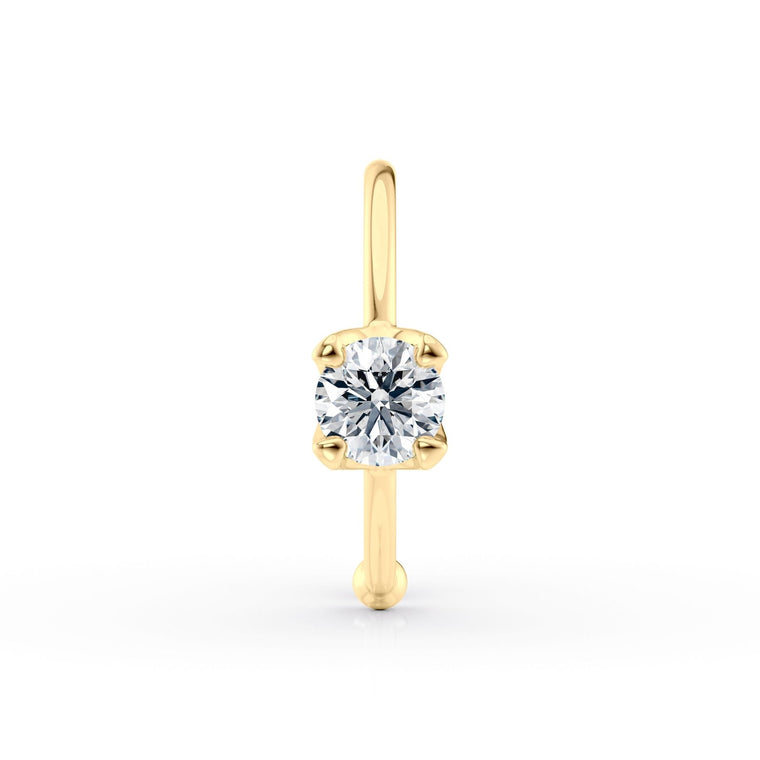 14K Gold Lab Grown Diamond Nose Hoop - 20G