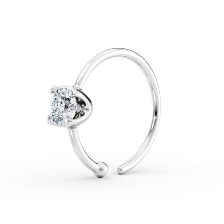 14K Gold Lab Grown Diamond Nose Hoop - 20G