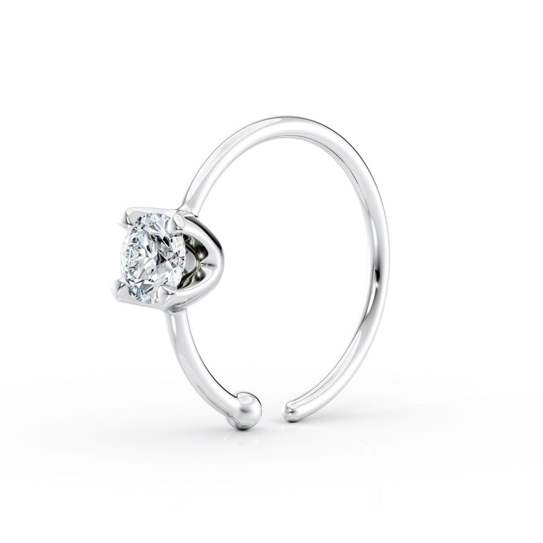 14K Gold Lab Grown Diamond Nose Hoop - 20G