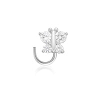 14K Gold Butterfly 0.10 Carat Lab Grown Diamond Nose Screw - 20G