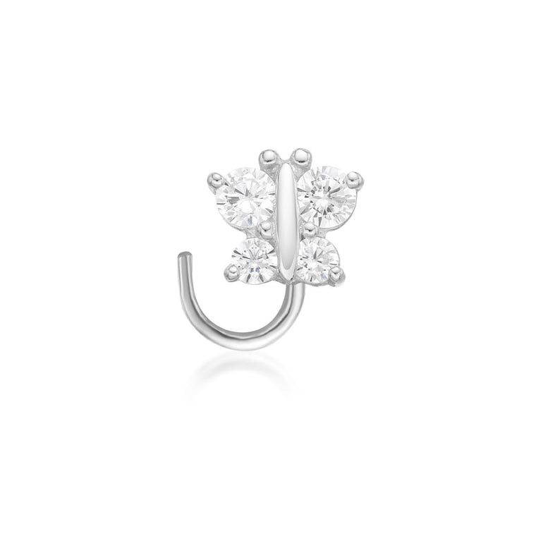 14K Gold Butterfly 0.10 Carat Lab Grown Diamond Nose Screw - 20G