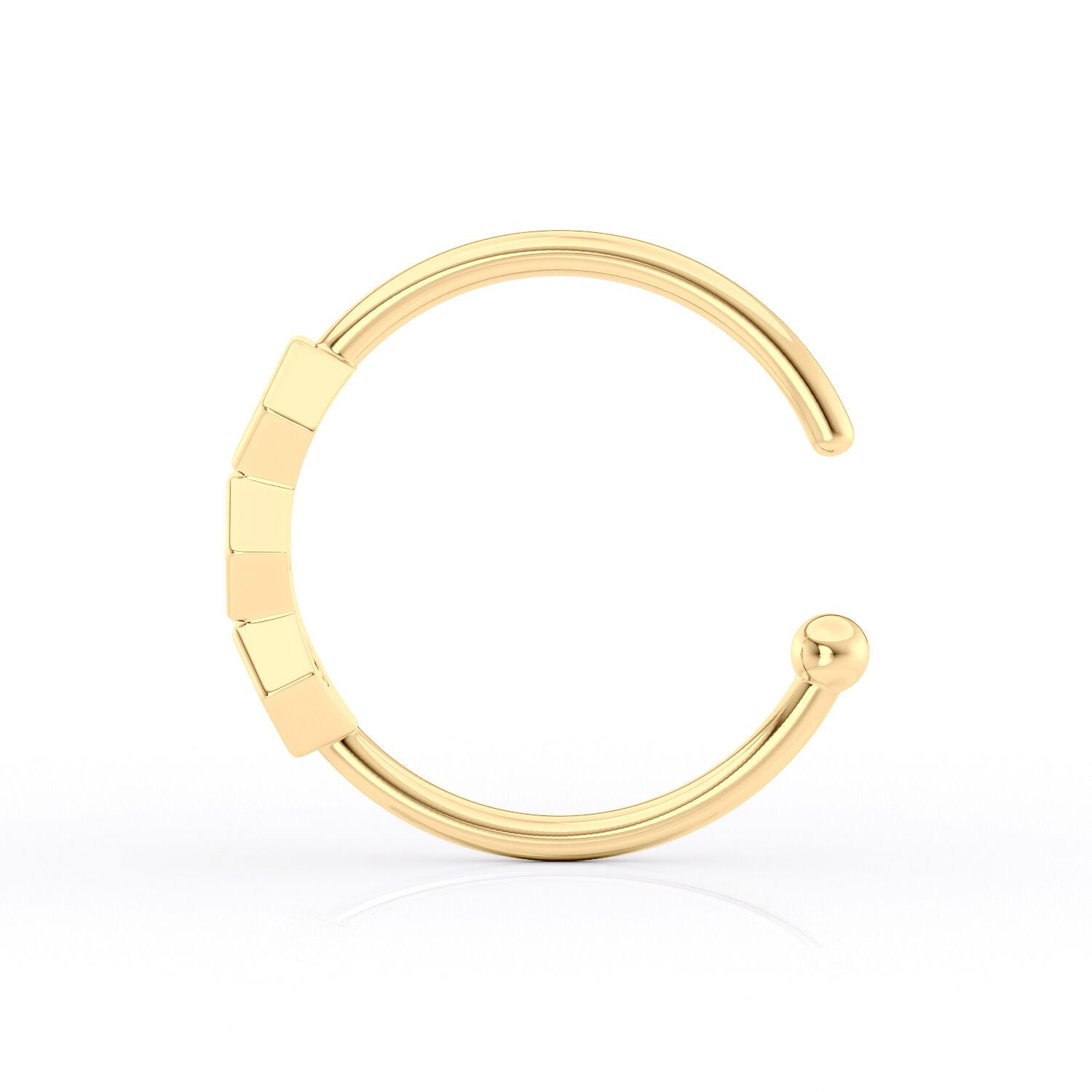 14K Gold Hexagon 0.025 Carat Lab Grown Diamond Nose Hoop - 20G