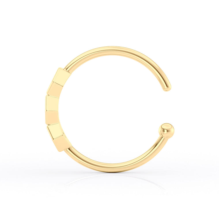 14K Gold Hexagon 0.025 Carat Lab Grown Diamond Nose Hoop - 20G
