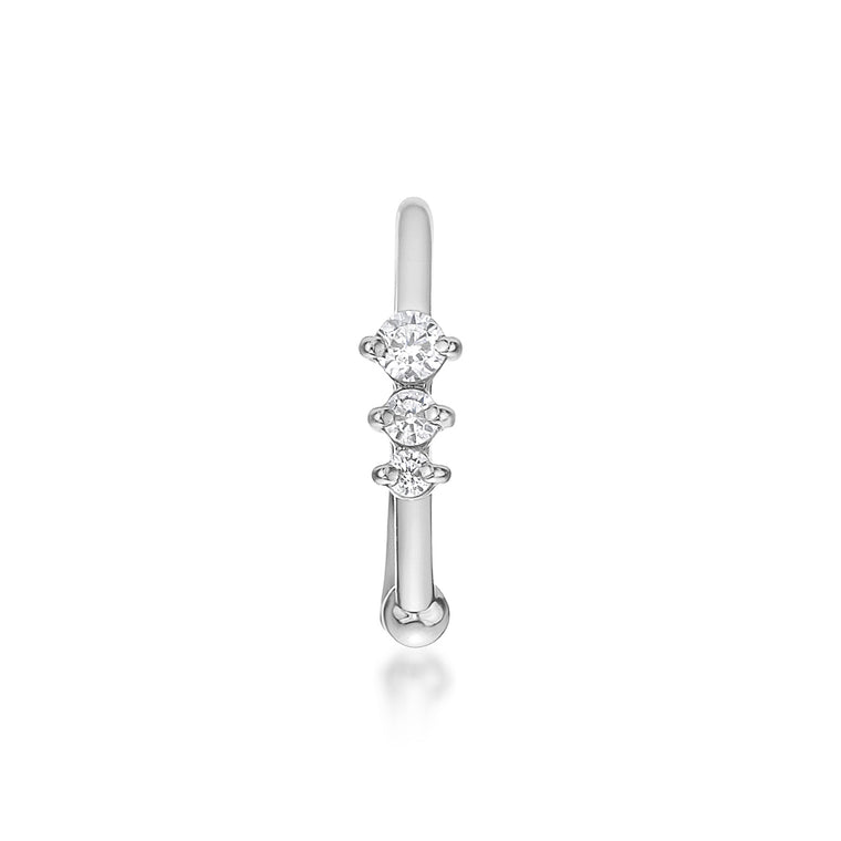 14K Gold Three-Stone 0.025 Carat Lab Grown Diamond Nose Hoop - 20G