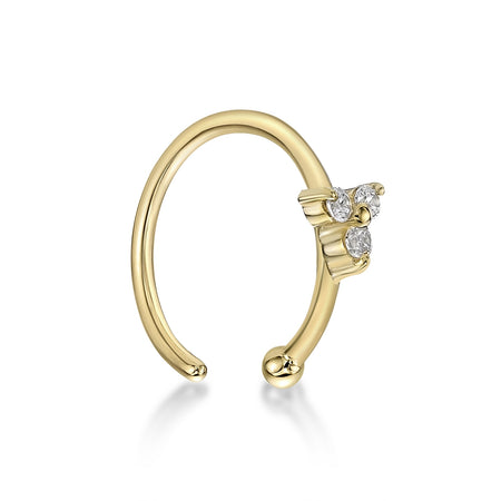 14K Gold Triangle 0.025 Carat Lab Grown Diamond Nose Hoop - 20G