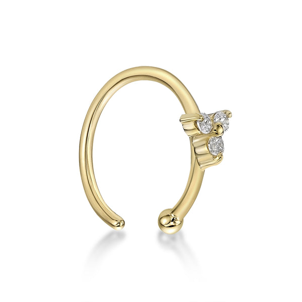 14K Gold Triangle 0.025 Carat Lab Grown Diamond Nose Hoop - 20G