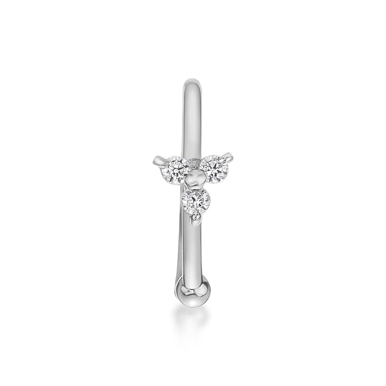 14K Gold Triangle 0.025 Carat Lab Grown Diamond Nose Hoop - 20G