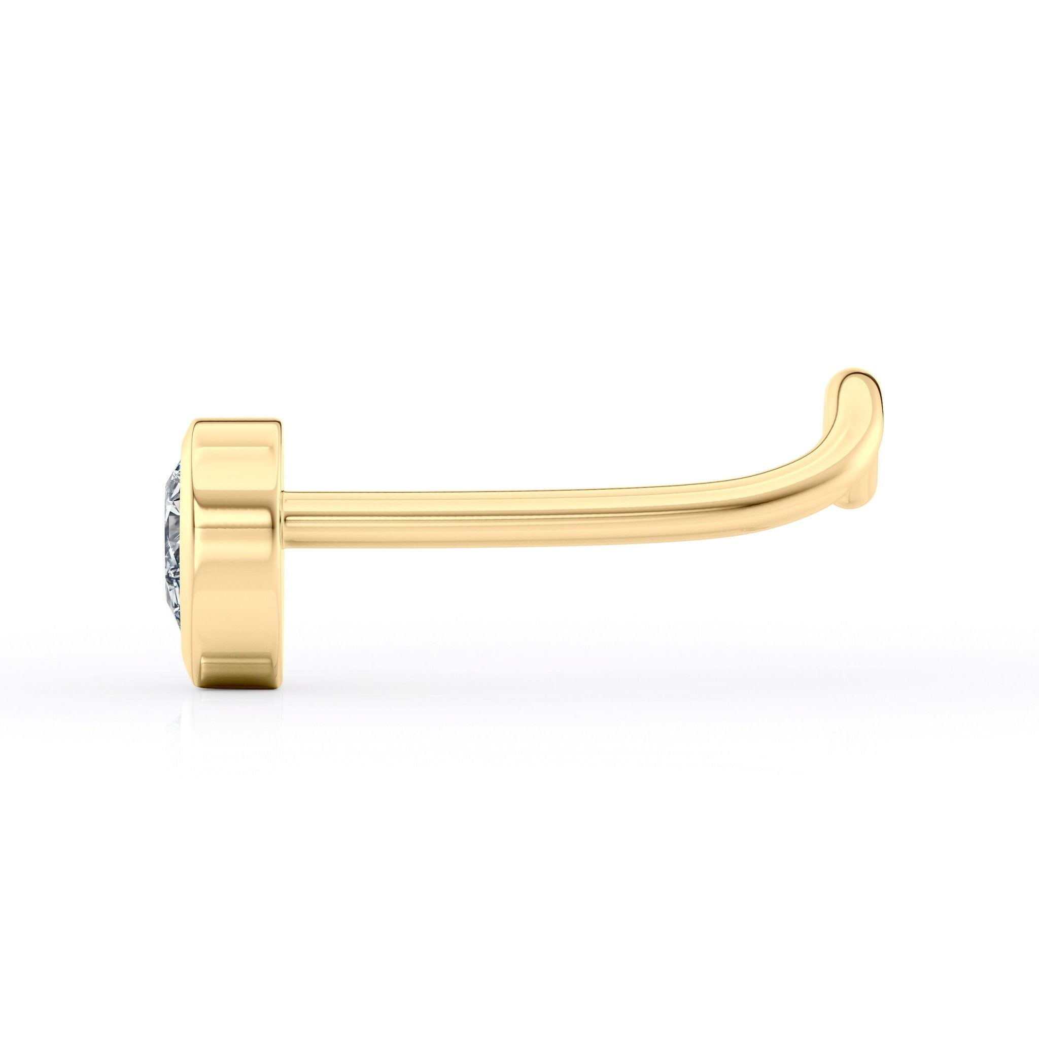 14K Teardrop Cubic Zircoia Curved Nose Ring - 20G