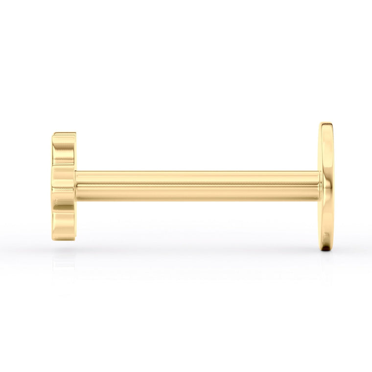 10K Yellow Gold Internally Threaded Cubic Zirconia Star Shape Jeweled Micro Labret, 16 Gauge