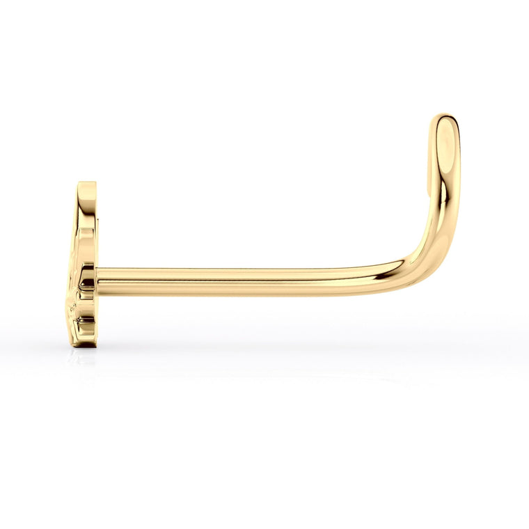 14K Leaf Curved Nose Ring - 20G