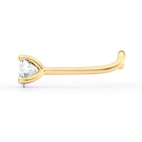 14K Heart Shaped CZ Curved Nose Ring - 20G