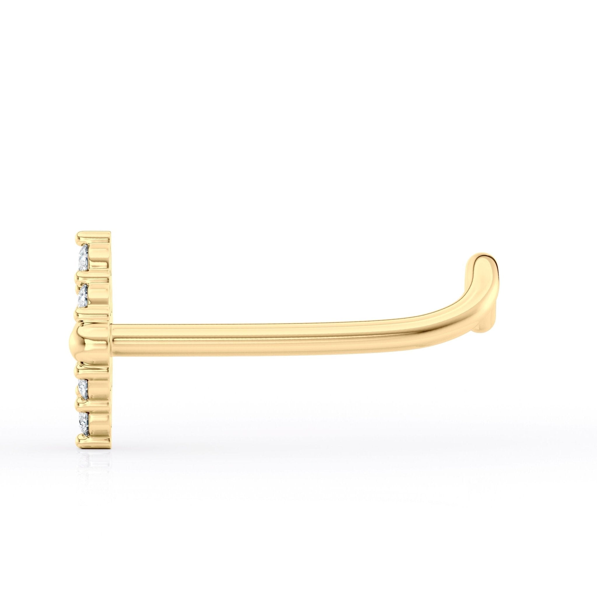 14K Diamond Shape CZ Curved Nose Ring - 20G
