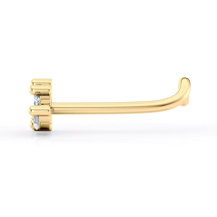 14K Cubic Zirconia Curved Nose Ring - 20G