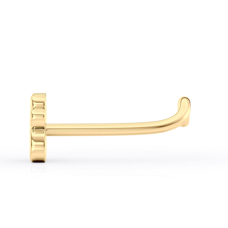 14K Paw Pad Cubic Zirconia Curved Nose Ring - 20G