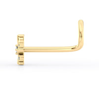 14K Flower Cubic Zircoia Curved Nose Ring - 20G