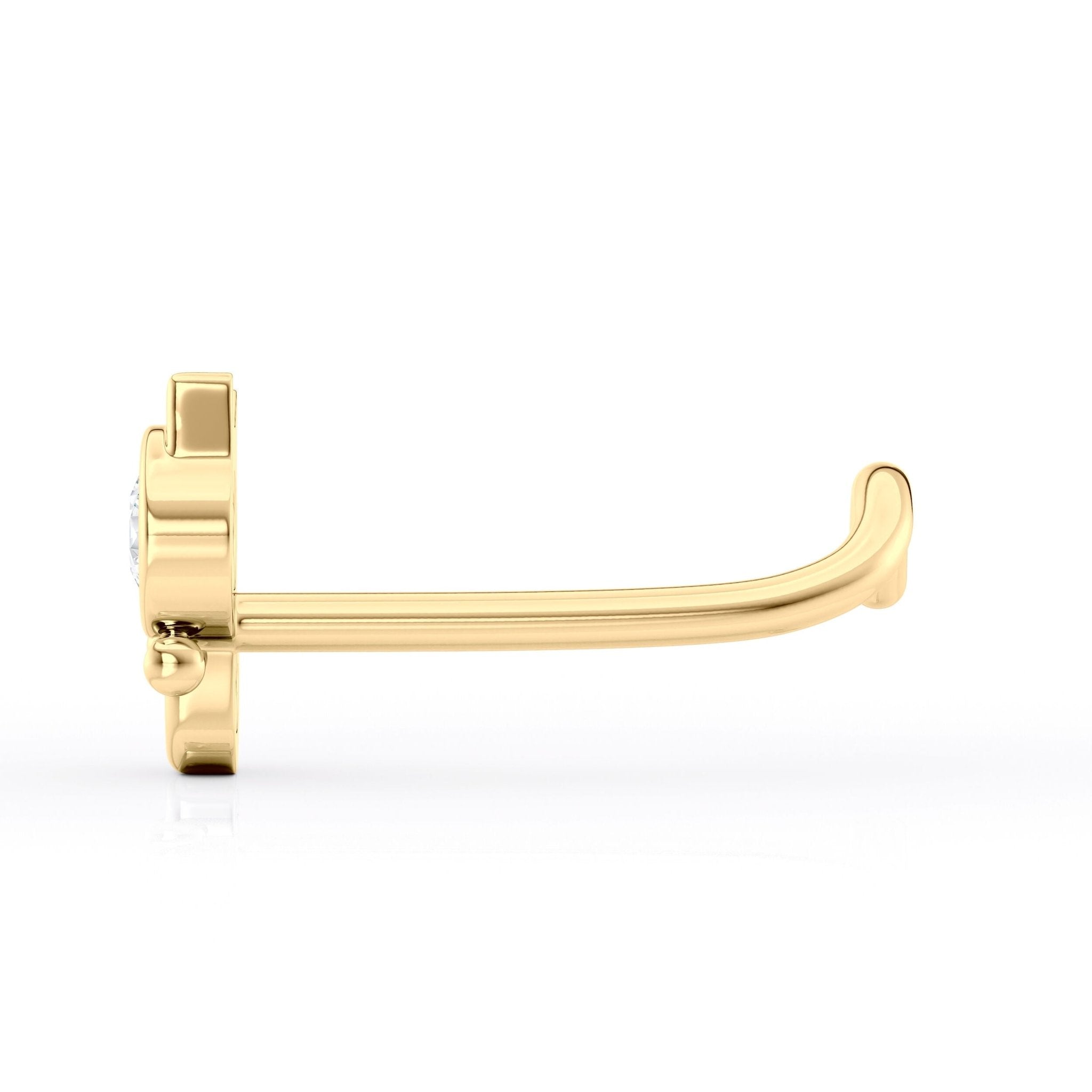 14K Cat Cubic Zircoia Curved Nose Ring - 20G