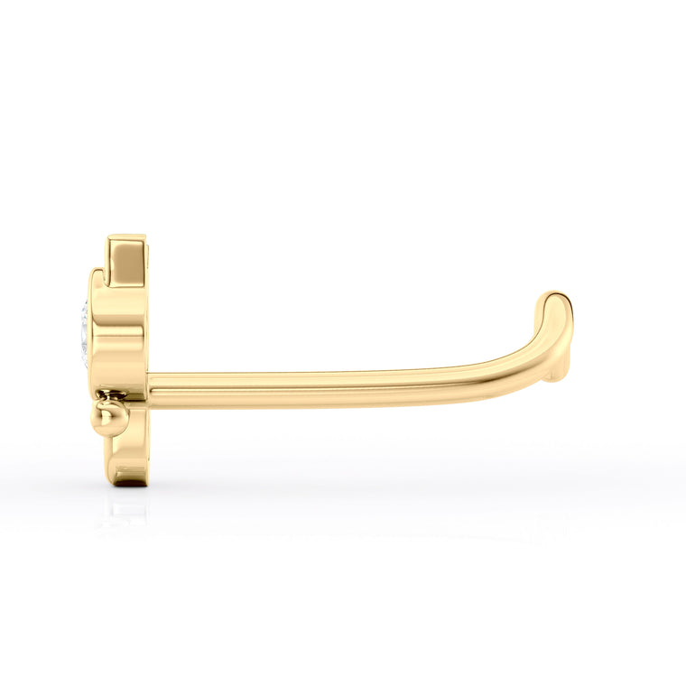 14K Cat Cubic Zircoia Curved Nose Ring - 20G