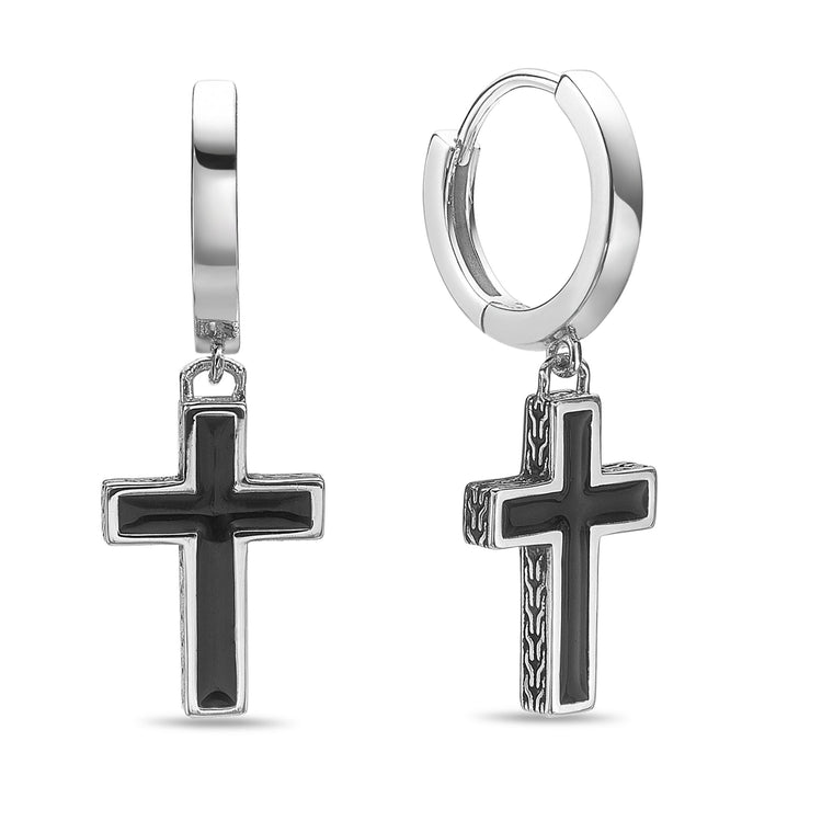 Cross Hoop Earring in Sterling Silver
