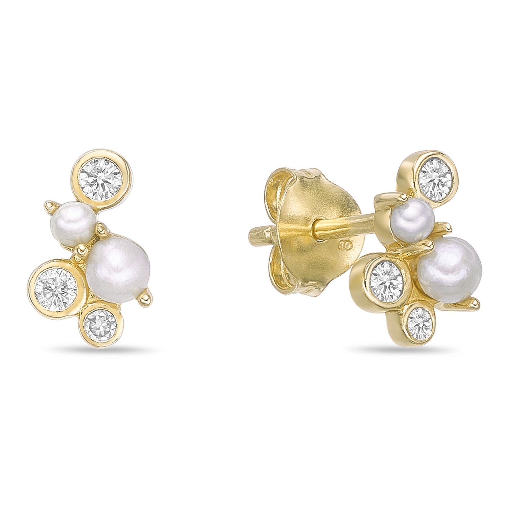 Pearl Cluster Stud Earrings