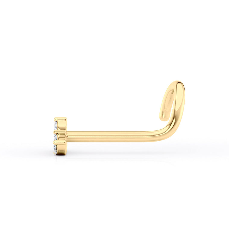 14K Fan Cluster CZ Curved Nose Ring - 20G