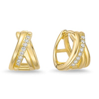 Cage Huggie Cross Earrings