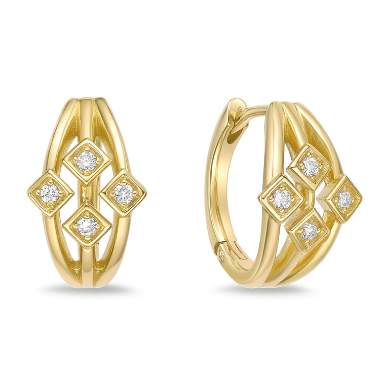 Lab Grown Diamond Cage Huggie Earrings