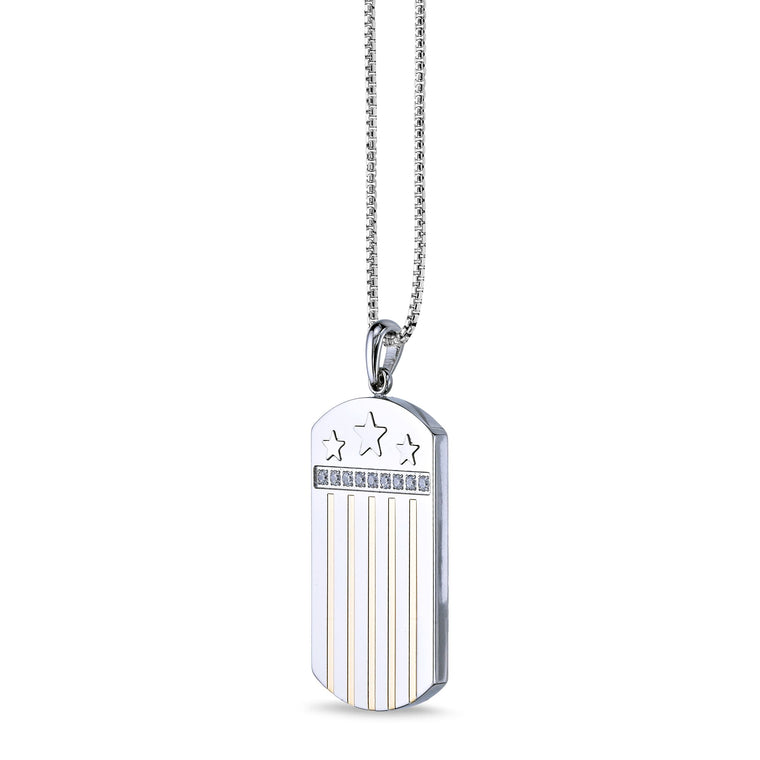 Texas Flag Dog Tag in Steel High Polish Stainless Steel
