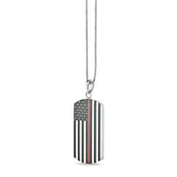 American Flag Dog Tag in Red Enamel Stainless Steel