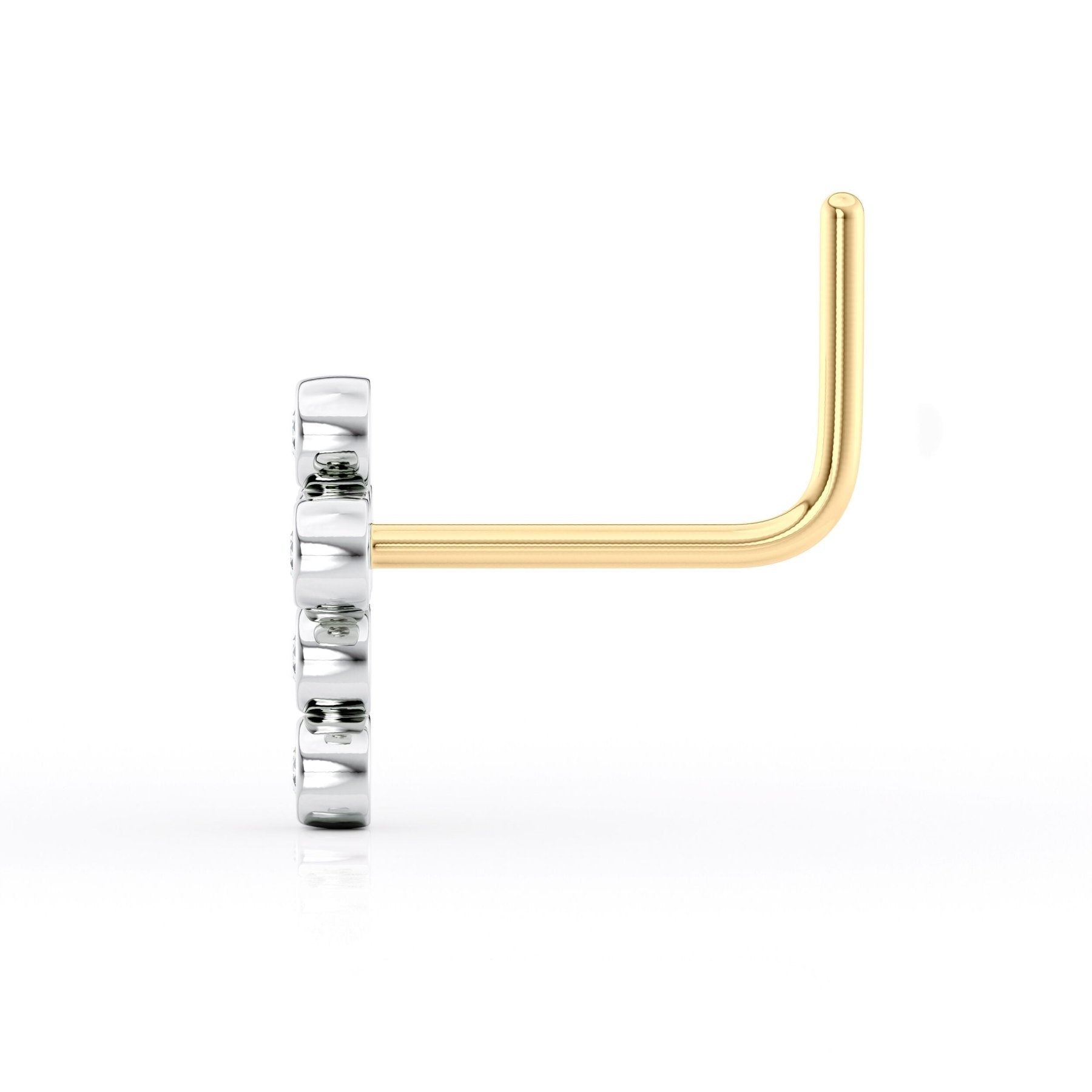14K Gold Cross 0.05 Carat Lab Grown Diamond Nose Stud - 20G