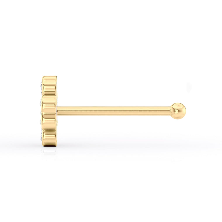 14K Gold Clover 0.04 Carat Lab Grown Diamond Nose Stud - 18G