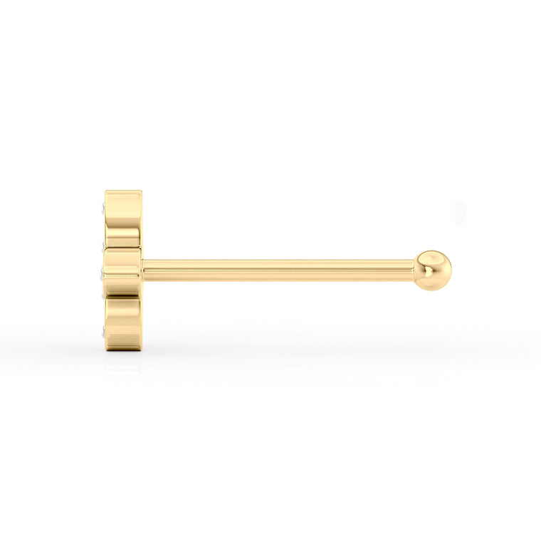 18 G (1.0 mm) Lab Grown Diamond Straight-Stud Nose Ring in 14K Yellow Gold