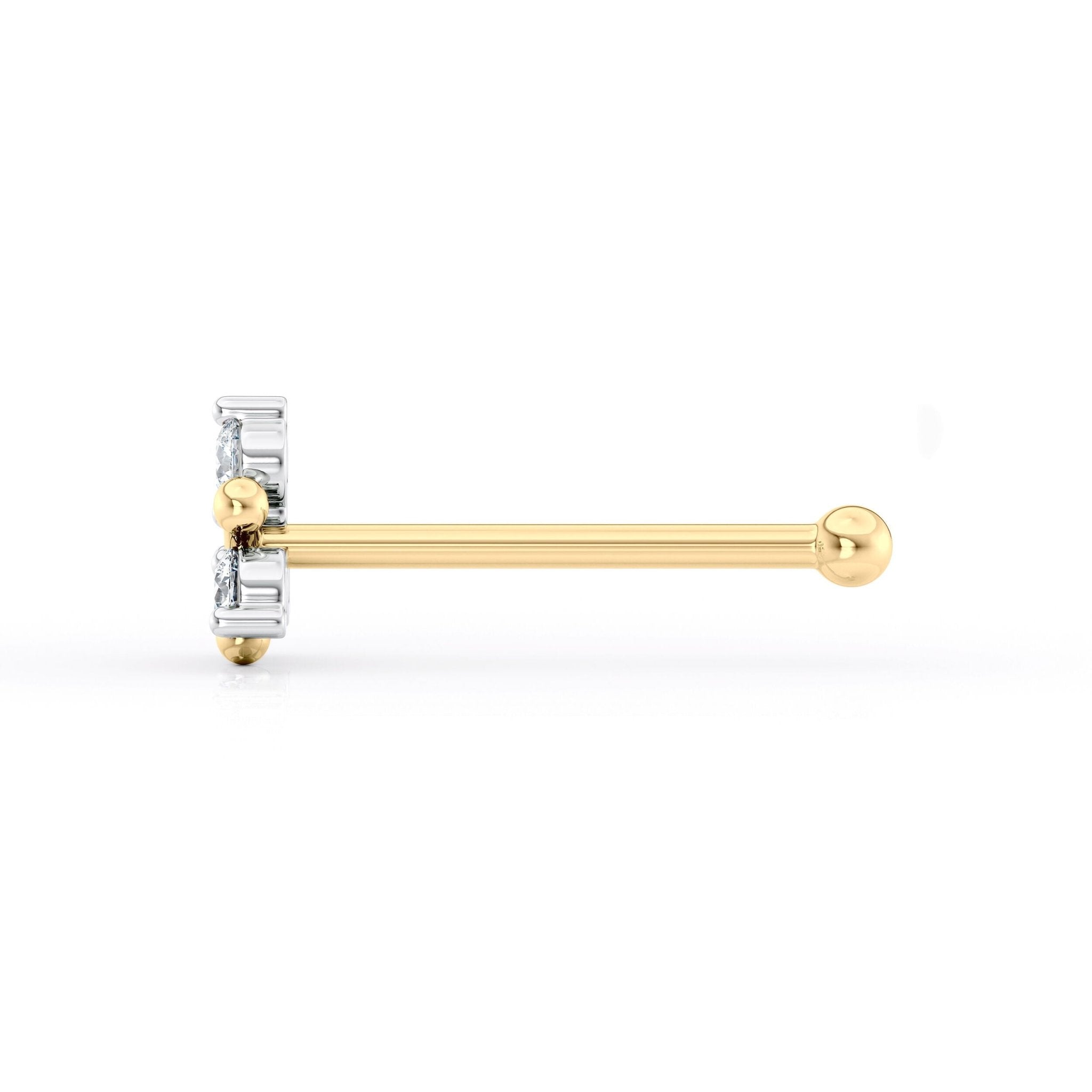 14K Gold Triangle 0.02 Carat Lab Grown Diamond Nose Stud - 18G