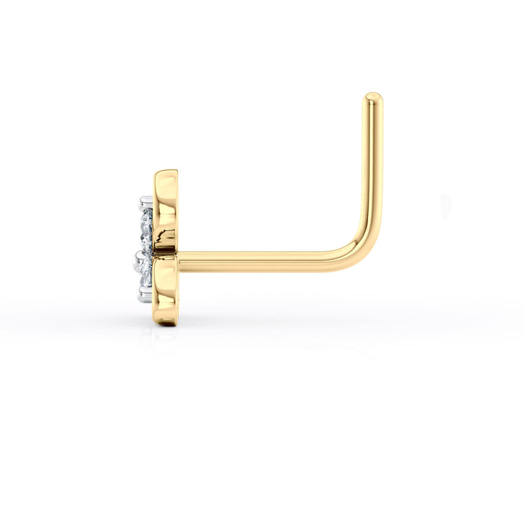 20 G (0.8 mm) L-Shape Nose Ring in 14K Yellow Gold
