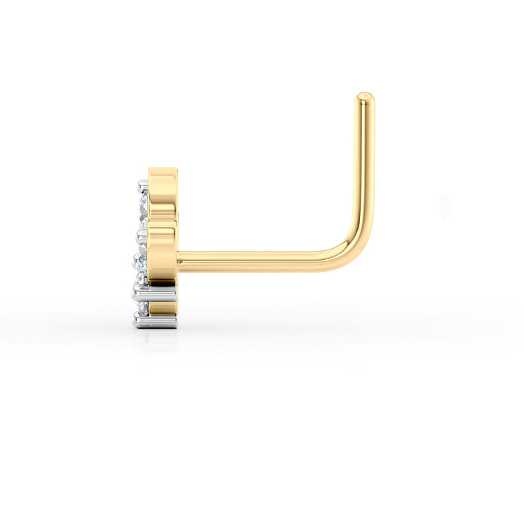 20 G (0.8 mm) L-Shape Nose Ring in 14K Yellow Gold
