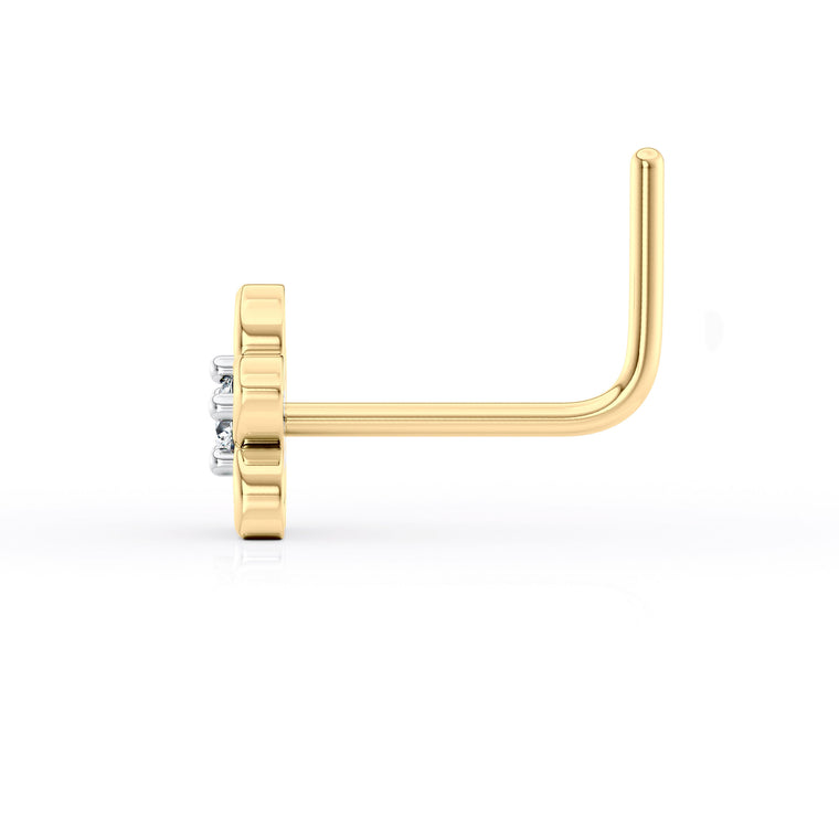 20 G (0.8 mm) L-Shape Nose Ring in 14K Yellow Gold