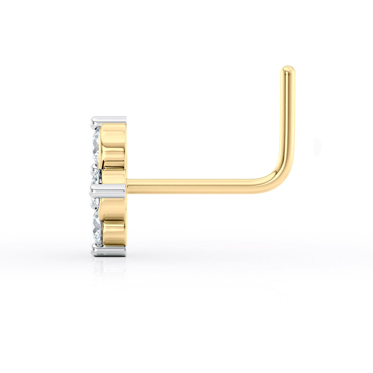 20 G (0.8 mm) L-Shape Nose Ring in 14K Yellow Gold