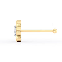 14K Gold Floral 0.04 Carat Lab Grown Diamond Nose Stud - 18G