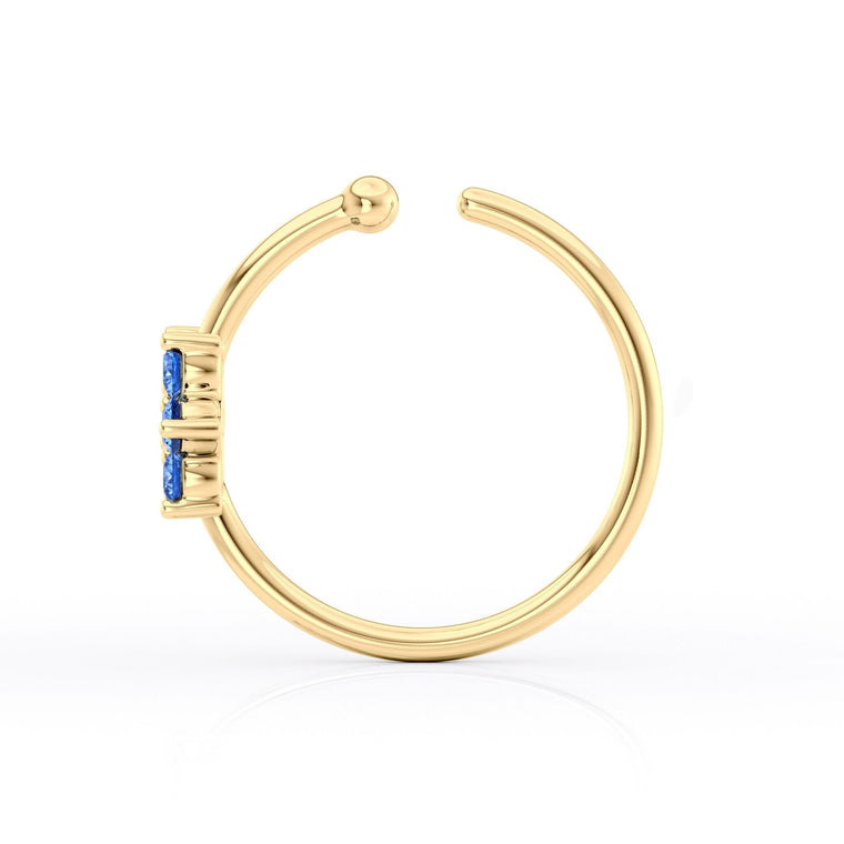 14K FlowerOpen Hoop Nose Ring - 22G