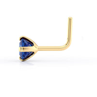 14K L-Shaped Colored CZ Nose Ring - 20G