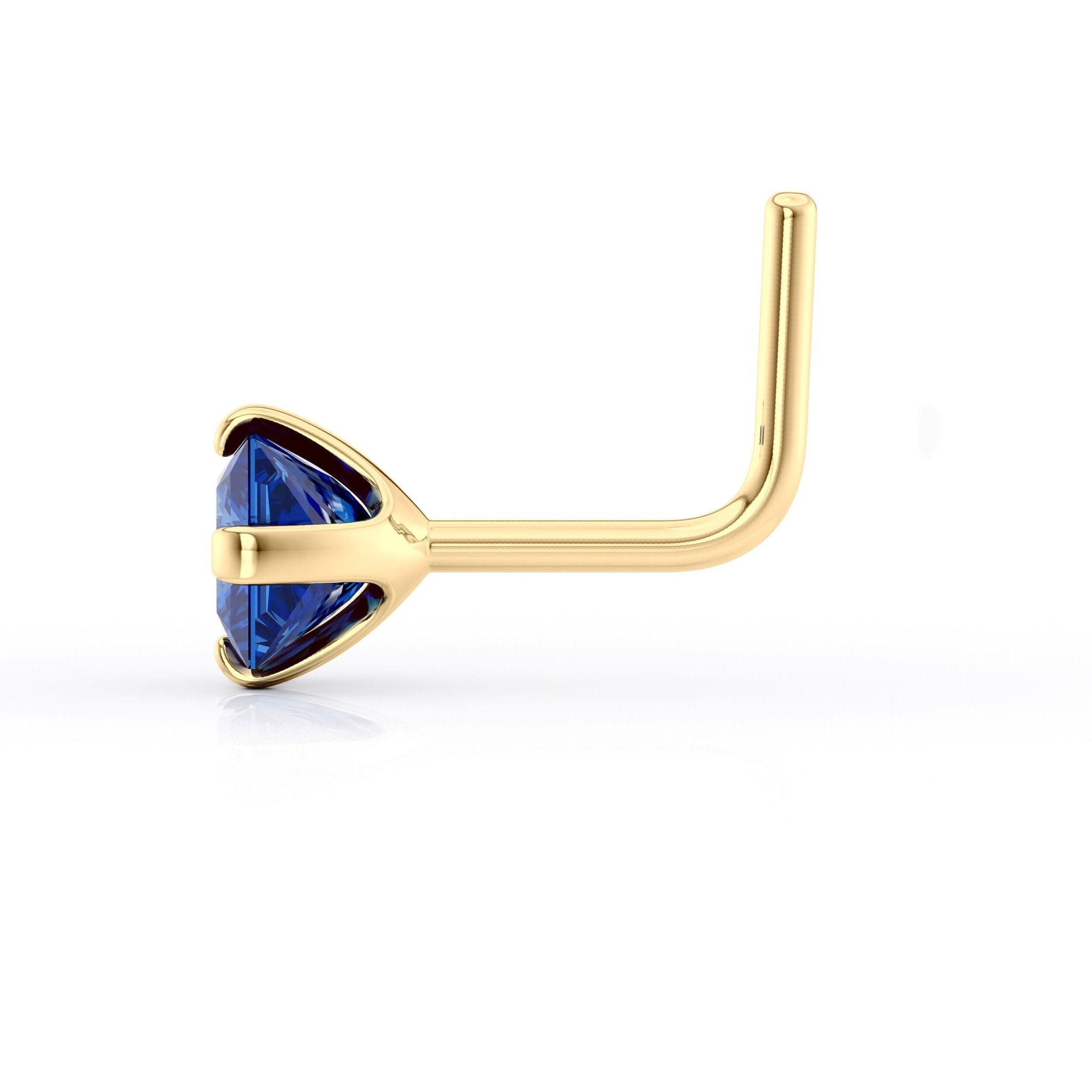14K L-Shaped Colored CZ Nose Ring - 20G
