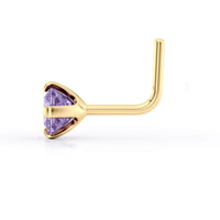 14K L-Shaped Colored CZ Nose Ring - 20G