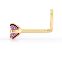 14K Screw Colored CZ Nose Ring - 20G