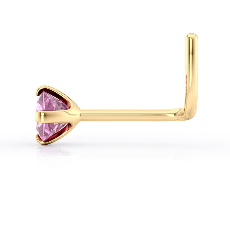14K Screw Colored CZ Nose Ring - 20G