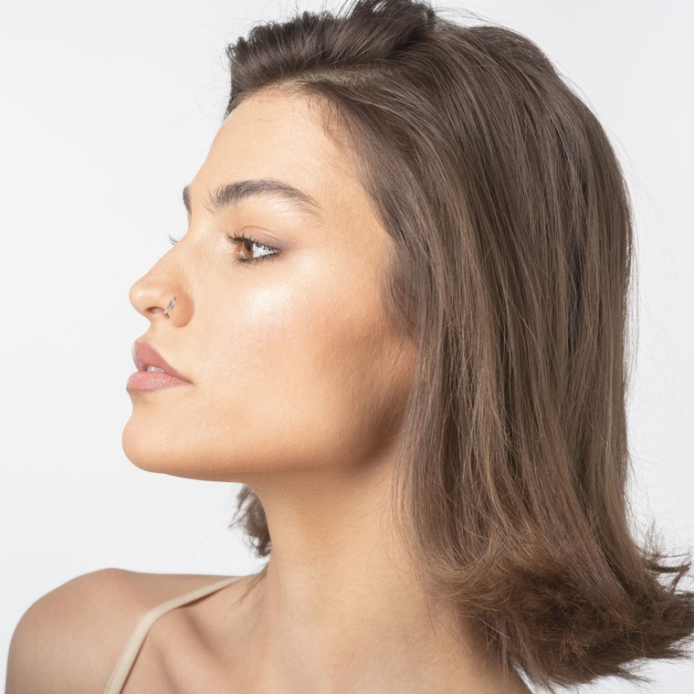 10K Hoenycomb CZ Open Hoop Nose Ring - 20G
