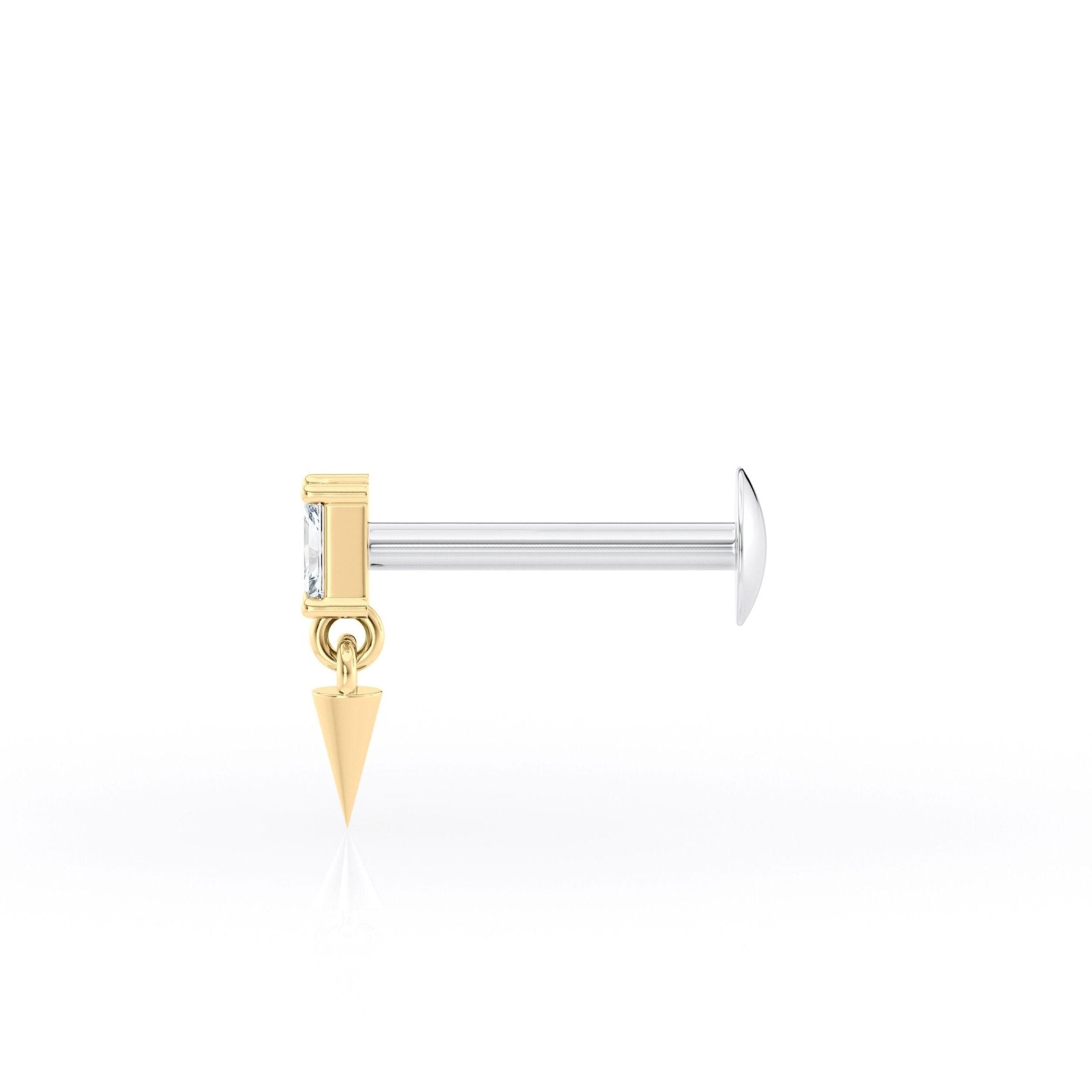 Dangle Spike CZ Titanium and 14K Gold Labret - 16G