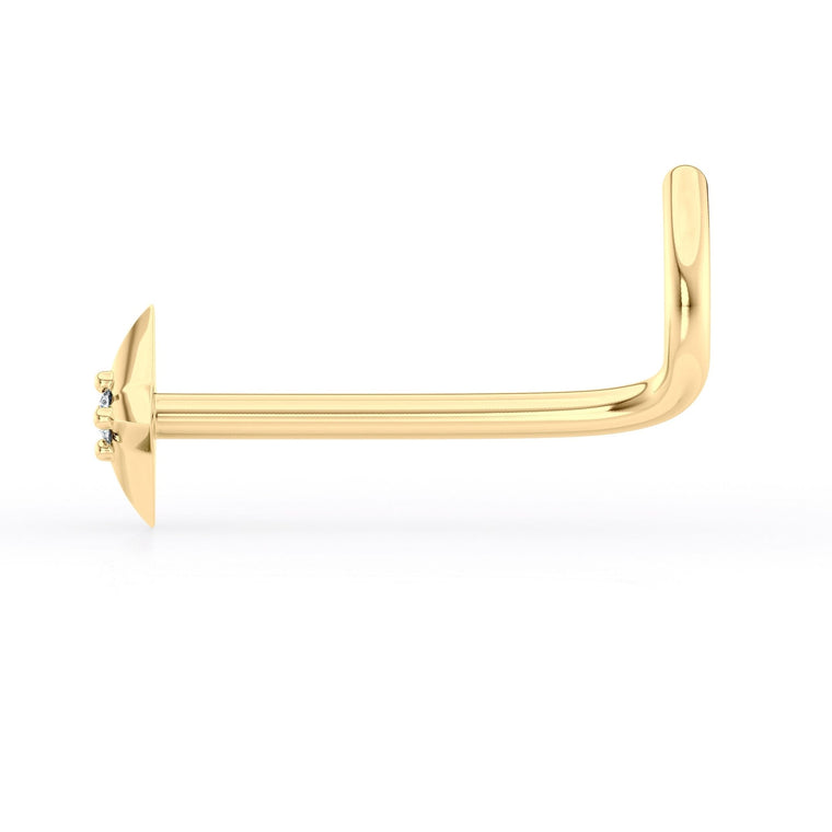 14K Twinkle Cubic Zircoia Curved Nose Ring - 20G